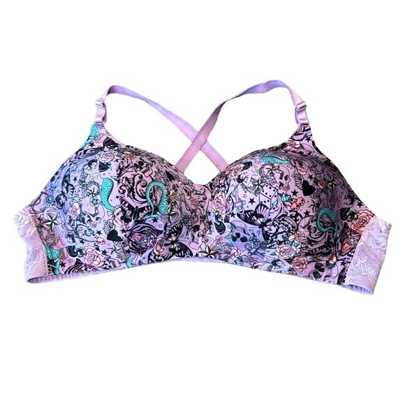 Torrid Curve Dream Wire Free Bra Everything Tattoo Purple Size 50B - Picture 3 of 8